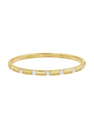 1.43CT PRINCESS SHAPE DIAMOND BEZEL SET BANGLE