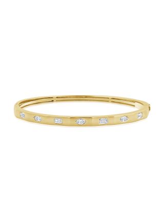 0.32CT EMERALD SHAPE AND MARQUISE SHAPE DIAMOND BANGLE