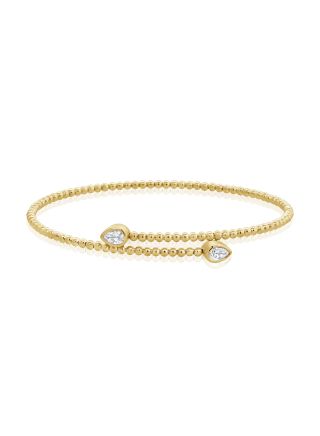 0.30CT PEAR SHAPE DIAMOND BEZEL SET BALL CUFF BANGLE