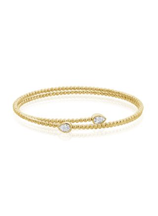 0.40CT PEAR SHAPE DIAMOND BEZEL SET BALL CUFF BANGLE