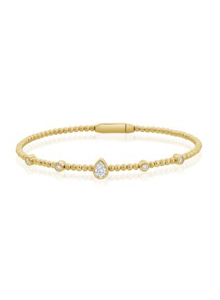 0.35CT PEAR SHAPE AND ROUND DIAMOND BEZEL SET BANGLE