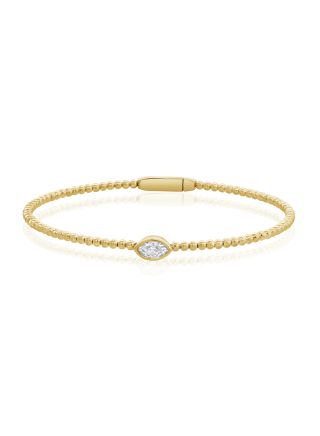 0.33CT MARQUISE SHAPE DIAMOND SOLITAIRE BEZEL SET BALL BANGLE
