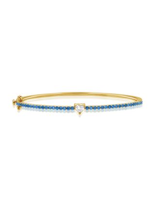 1.02CT SAPPHIRE AND HEART SHAPE DIAMOND BANGLE