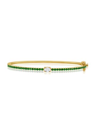 1.11CT EMERALD AND OVAL SHAPE DIAMOND BANGLE