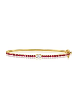 1.11CT RUBY ,OVAL AND EMERALD SHAPE DIAMOND BANGLE