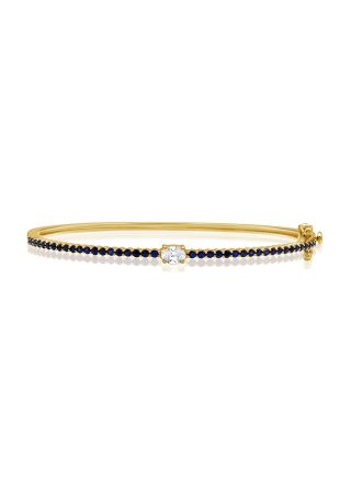 1.00CT SAPPHIRE ,OVAL AND EMERALD SHAPE DIAMOND BANGLE