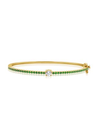 .80CT EMERALD ,ROUND AND EMERALD SHAPE DIAMOND BANGLE