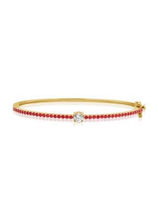 .93CT RUBY ,ROUND AND EMERALD SHAPE DIAMOND BANGLE