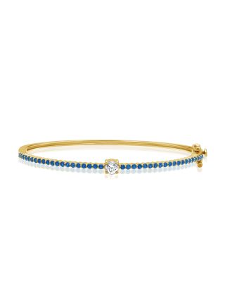 1.15CT SAPPHIRE ,ROUND AND EMERALD SHAPE DIAMOND BANGLE