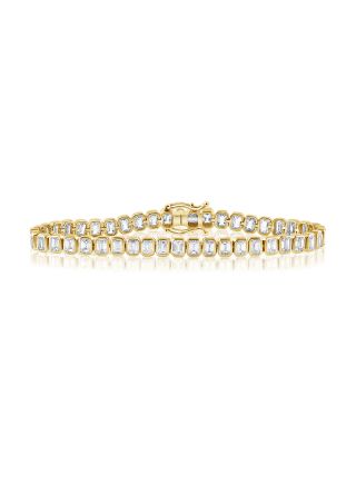9.28CT EMERALD SHAPE DIAMOND BEZEL SET TENNIS BRACELET