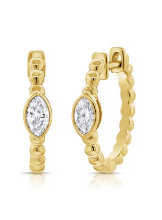 .21CT MARQUISE SHAPE DIAMOND BALL HUGGIE EARRINGS