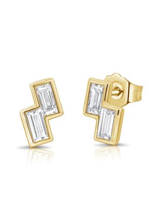 0.60CT BAGUETTE DIAMOND BEZEL SET STUD EARRINGS