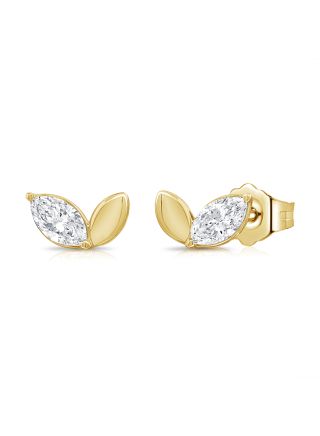 0.29T MARQUISE SHAPE DIAMOND LEAF STUD EARRINGS