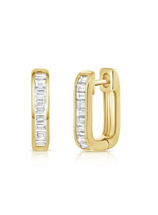 0.55CT BAGUETTE DIAMOND CHANNEL SET HUGGIE EARRINGS