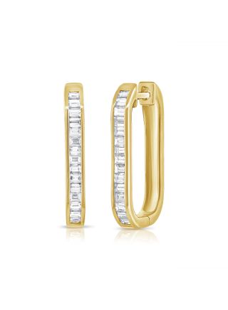 0.98CT BAGUETTE DIAMOND CHANNEL SET HOOP EARRINGS
