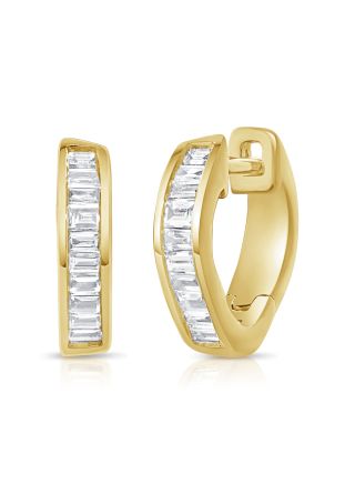 0.33CT BAGUETTE DIAMOND CHANNEL SET HUGGIE EARRINGS