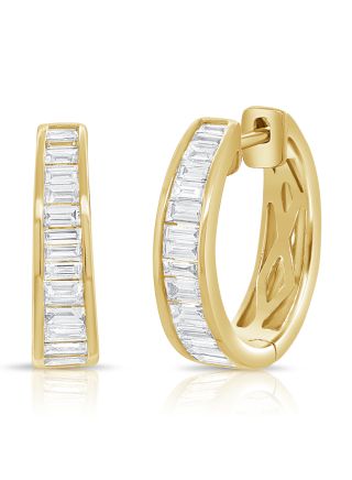 1.22CT BAGUETTES DIAMOND CHANNEL HUGGIE EARRINGS