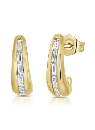 0.52CT BAGUETTES DIAMOND HUGGIE EARRINGS