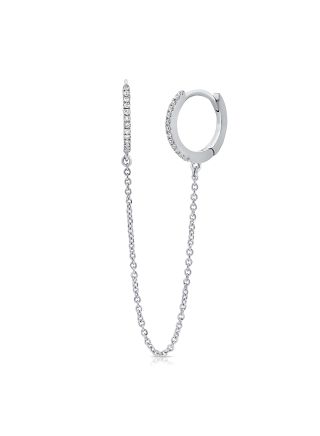 .09CT DIAMOND HUGGIE WITH CHAIN EARRINGS