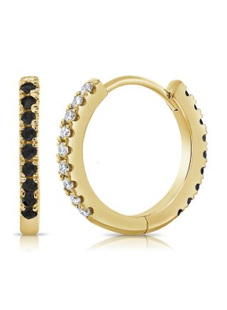 .38CT BLACK DIAMOND HUGGIE EARRINGS