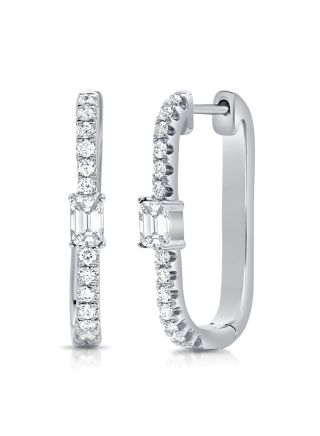 .59CT BAGUETTES AND DIAMOND HUGGIE EARRINGS