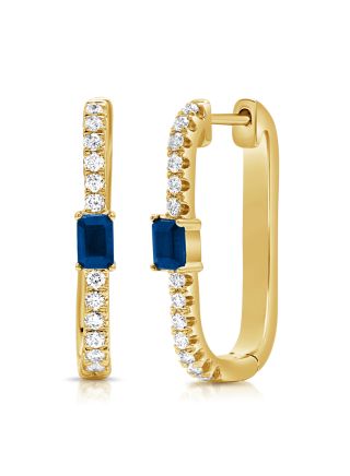 .70CT SAPPHIRE AND DIAMOND HOOP EARRINGS