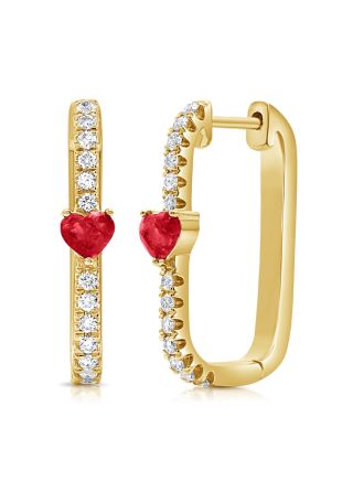 .72CT RUBY AND DIAMOND HEART HOOP EARRINGS