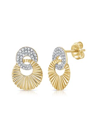 0.21CT DIAMOND FLUTED LINK STUD EARRINGS
