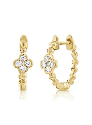 .11CT DIAMOND FLOWER HUGGIE EARRINGS