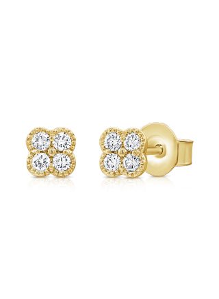 .16CT DIAMOND CLOVER STUD EARRINGS