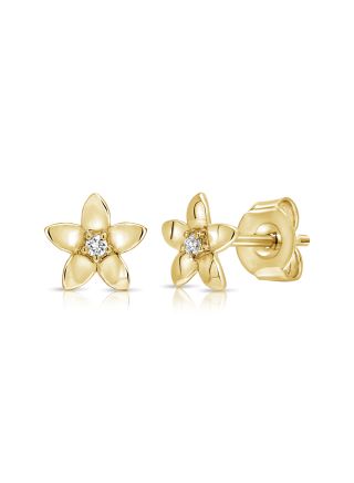 .03CT DIAMOND FLOWER STUD EARRINGS
