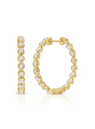 .78CT DIAMOND BEZEL SET HOOP EARRINGS