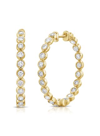 1.10CT DIAMOND BEZEL SET HOOP EARRINGS