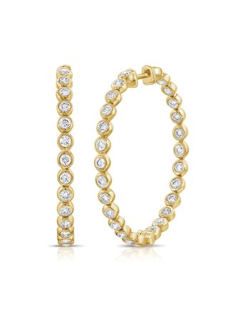 1.45CT DIAMOND BEZEL SET HOOP EARRINGS