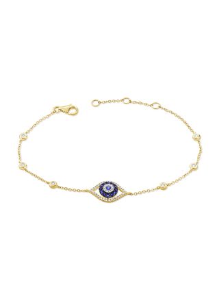 .36CT SAPPHIRE AND DIAMOND EVIL EYE CHAIN BRACELET