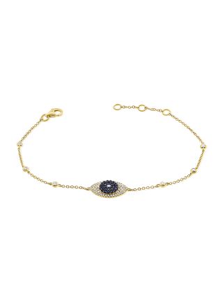 .43CT SAPPHIRE AND DIAMOND EVIL EYE CHAIN BRACELET
