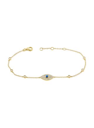 .29CT SAPPHIRE AND DIAMOND EVIL EYE CHAIN BRACELET