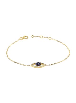 .20CT SAPPHIRE AND DIAMOND EVIL EYE CHAIN BRACELET