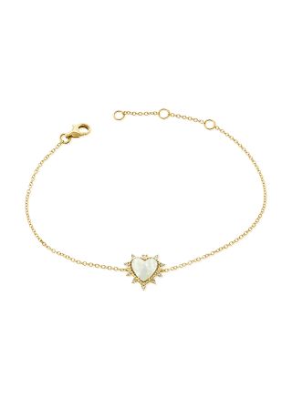 .44CT MOTHER OF PEARL AND DIAMOND HEART CHAIN BRACELET