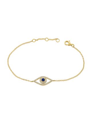 .31CT SAPPHIRE AND DIAMOND EVIL EYE CHAIN BRACELET