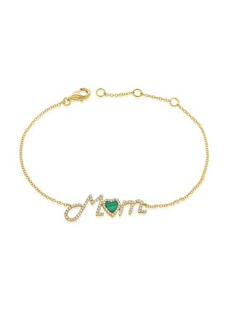 .41CT MALACHITE AND DIAMOND MOM CHAIN BRACELET