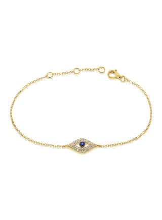 .26CT SAPPHIRE AND DIAMOND EVIL EYE CHAIN BRACELET