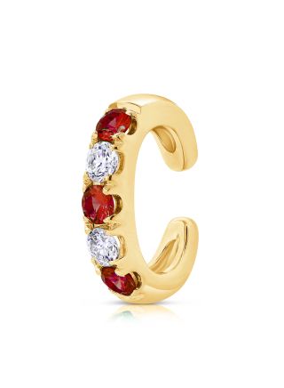 .40CT RUBY AND DIAMOND CUFF EARRINGS