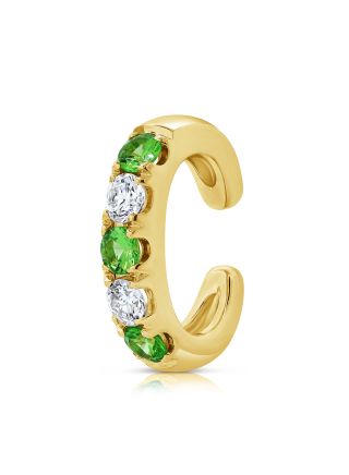 .34CT GREEN TSAVORITE AND DIAMOND CUFF EARRINGS