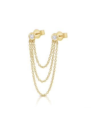 .10CT DIAMOND BEZEL STUD WITH CHAIN EARRINGS