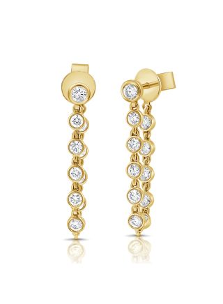 .62CT DIAMOND BEZEL STUD WITH CHAIN EARRINGS