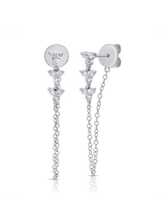 .22CT DIAMOND STUD WITH CHAIN EARRINGS