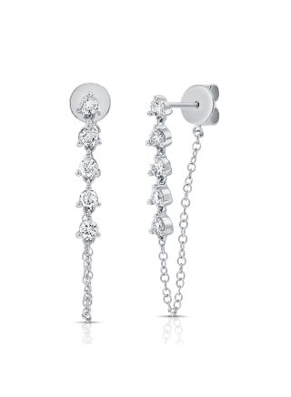 .40CT DIAMOND STUD WITH CHAIN EARRINGS
