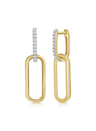 0.15CT DIAMOND PAPERCLIP LINK DROP EARRINGS