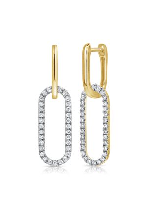 0.42CT DIAMOND PAPERCLIP LINK DROP EARRINGS